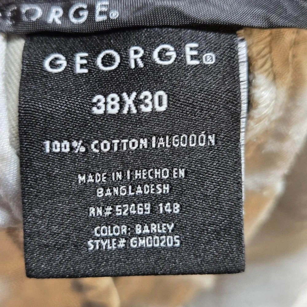 George Pants Mens 38x28 Barley Pleated Classic‎ Fit Chino Cotton Casual